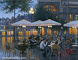Evening Paintings - Evening Cafe by Alexei Butirskiy